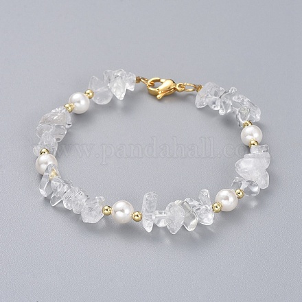Bracelets en perles de cristal de quartz naturel BJEW-JB04933-02-1