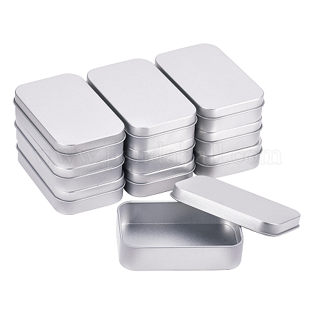 Benecreat 10 paquete de latas de metal rectangulares de 9.8x6.3x2.2 cm caja de estaño platino con tapas para regalos CON-BC0005-78P-1