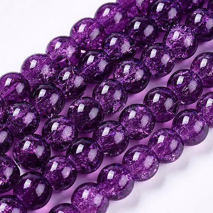 Crackle Glass Beads Strands X-CCG-Q001-8mm-A14-1
