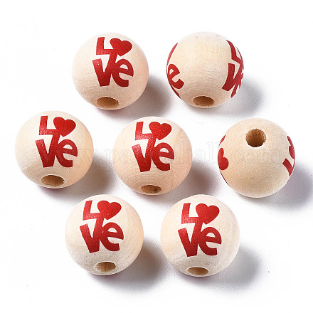 Unfinished Natural Wood European Beads WOOD-S057-066-1