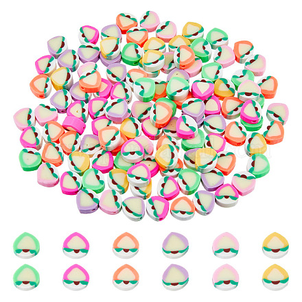 Dicosmétique 300 pièces 6 couleurs fruits perles en argile polymère larme pêche argile perles en vrac multicolores kawaii perles douces perles faites à la main pour la fabrication artisanale de bijoux à bricoler soi-même CLAY-DC0001-03-1