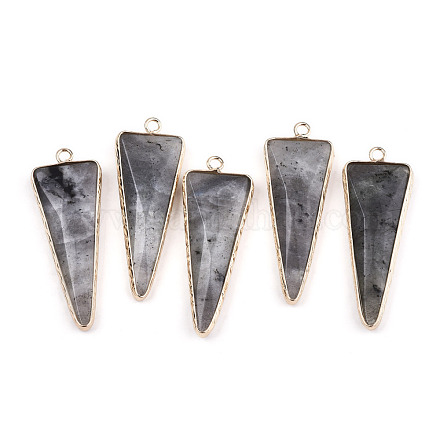 Natural Black Moonstone Pointed Pendants G-N326-56A-1