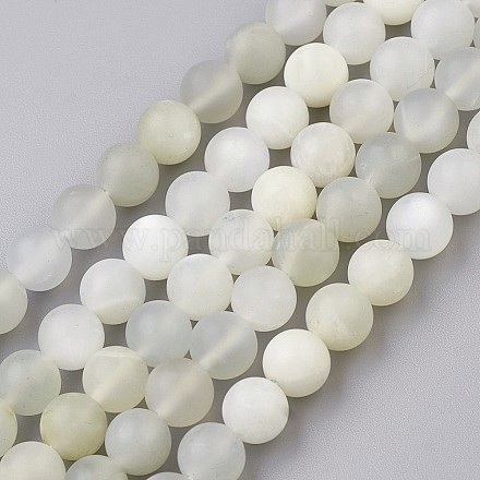 Naturelles perles pierre de lune blanc brins G-J376-67F-8mm-1