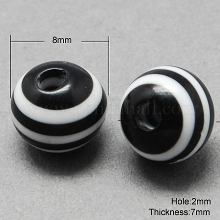 Round Resin Strip Beads X-RESI-Q106-8mm-11-1