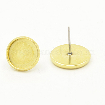 Brass Stud Earring Settings KK-G146-12mm-AB-NR-1