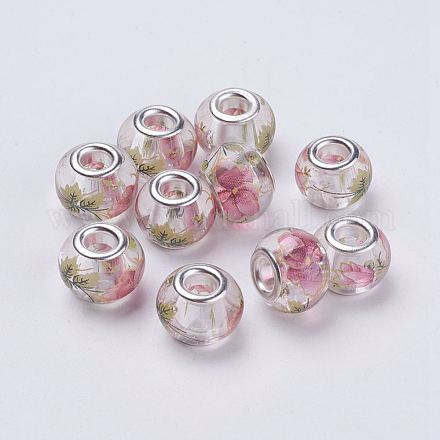 Flower Pattern Glass European Beads GPDL-J019-03-1