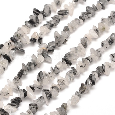 Rutile brins de perles naturelles de pépites de quartz G-M205-17-1