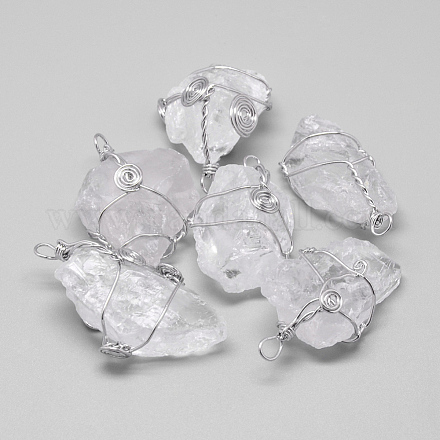 Pendenti di cristallo di quarzo grezzo grezzo naturale G-Q481-105P-1
