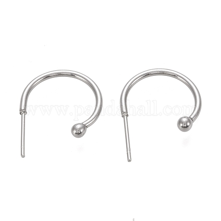 304 Stainless Steel C-shaped Hoop Circle Ball Stud Earrings STAS-K204-04P-1