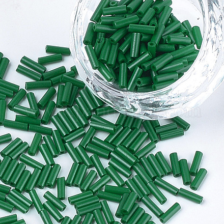 ベーキングペイントガラスラッパビーズ  丸い穴  濃い緑  6~6.5x2mm  穴：0.8mm  約30000個/袋 SEED-S023-10B-10-1