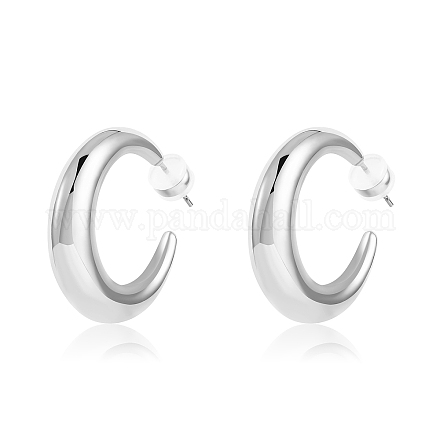 Crescent Moon Chunky Stud Earrings Half Hoop Earrings Open Oval Drop Earrings Teardrop Hoop Dangle Earrings Pull Through Hoop Earrings Statement Jewelry Gift for Women JE1089D-1
