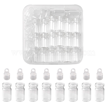 20 個のガラスボトルペンダント装飾  希望のボトル  プラスチックプラグ付き  透明  2.45x1cm  穴：2mm  容量：1ml（0.03fl.oz） CON-FS0001-06-1