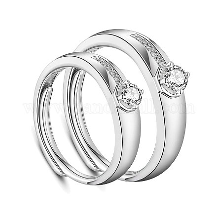 Shegrace ajustable 925 anillos de dedo de pareja de plata esterlina JR419A-1