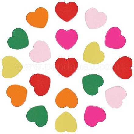 Pandahall 50 шт. разноцветные деревянные бусины в форме сердца WOOD-PH0008-06-1
