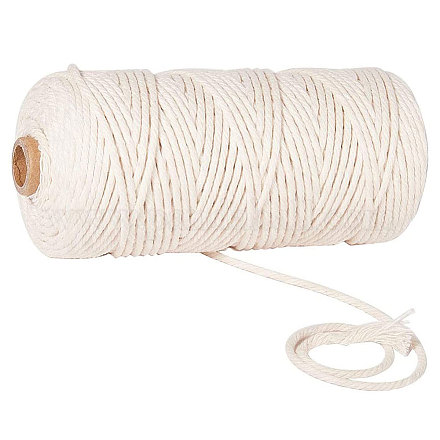 GORGECRAFT 100% Natural Macrame Cotton Cord 3mm x 109Yards 3Strands Cotton Rope for DIY Crafts Knitting Plant Hangers Christmas Wedding Décor OCOR-GF0001-03A-03-1