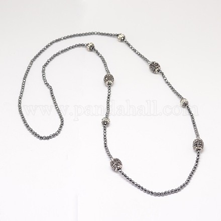 Colliers de perles en hématite synthétique sans magnétiques NJEW-L434-03B-1
