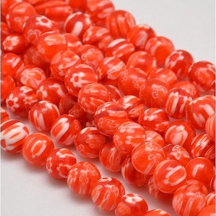 Round Millefiori Glass Beads Strands LK-P002-18-1
