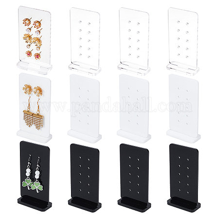 Pandahall elite 12 ensembles 3 couleurs présentoirs de boucles d'oreilles verticales en acrylique à 10 trous EDIS-PH0001-76-1