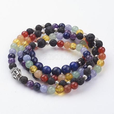 Bracelets naturelles wrap pierres précieuses perles mixtes BJEW-JB02581-1
