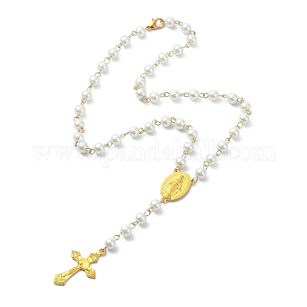 Collane di perle di rosario di vetro NJEW-JN04340-1