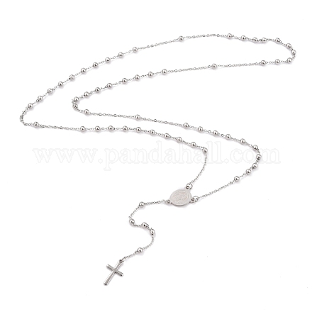 304 colliers de perles de chapelet en acier inoxydable pour la religion STAS-B021-02P-1