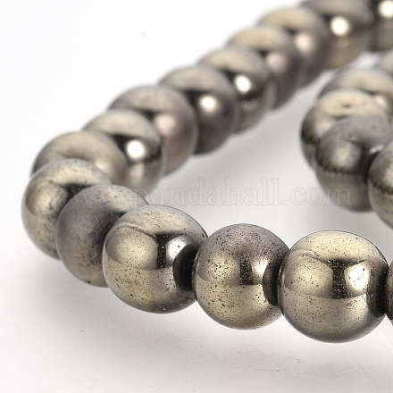 Electroplate Non-magnetic Synthetic Hematite Beads Strands G-Q946-8mm-08-1