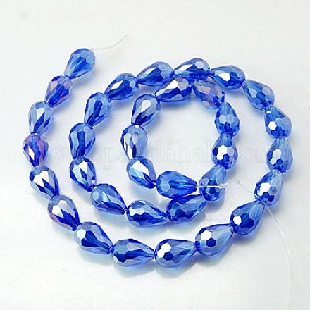 Electroplate Glass Beads Strands EGLA-D015-12x8mm-12-1