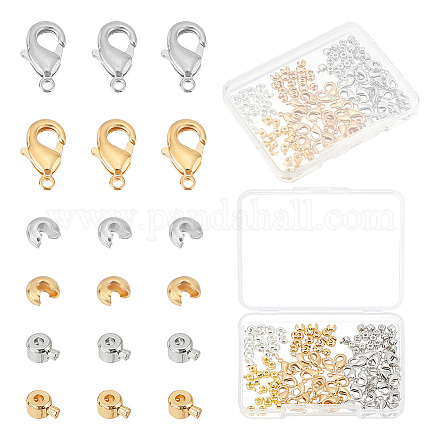 arricraft 120 Pcs 3 Styles Assorted Brass Crimp Beads DIY-AR0003-36-1