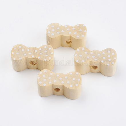 Perles imprimées en bois naturel WOOD-Q030-33-1