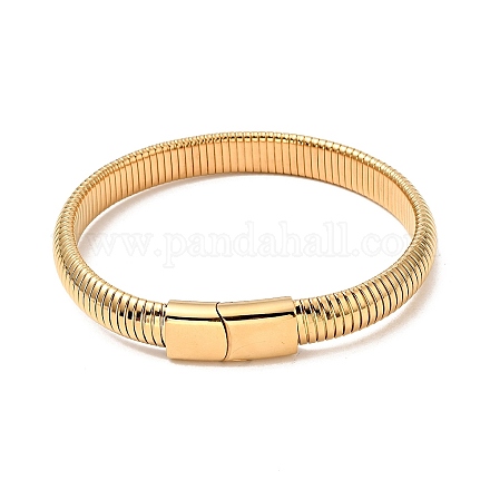 Placage ionique (ip) 304 bracelet chaîne serpent plat extensible en acier inoxydable avec fermoir magnétique pour hommes femmes BJEW-E009-12G-02-1