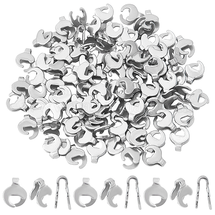 DICOSMETIC 100Pcs Pendant Clasp Connectors U Shape Stainless Steel Pendants Bails Adjustable Pinch Bails Small Dangle Charm Clips Flat Charm Clasp Findings for Jewelry Crafts Making STAS-DC0012-47-1