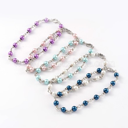 Cristal perlas perlas tobilleras AJEW-AN00132-1
