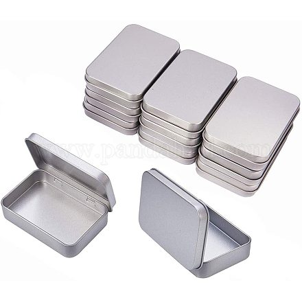 PH PandaHall 12 Pack Metal Rectangular Empty Hinged Tins Mini Tin Can Portable Box Storage Containers with Lids Home Organizer CON-PH0012-01-1
