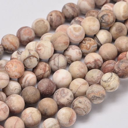 Frosted Round Natural Crazy Agate Beads Strands G-I176-16-8mm-1