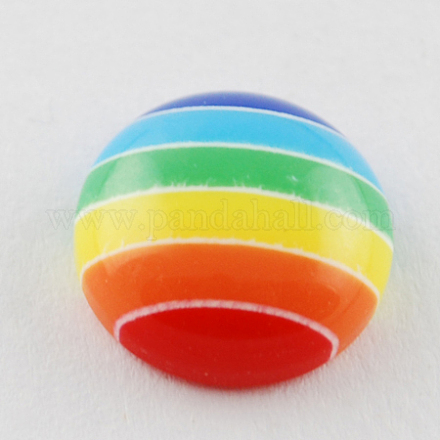 Striped Resin Cabochons CRES-Q094-12mm-9-1