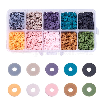 Beadthoven 2100pcs 10 couleurs perles d'argile polymère faites à la main écologiques CLAY-BT0001-04-1