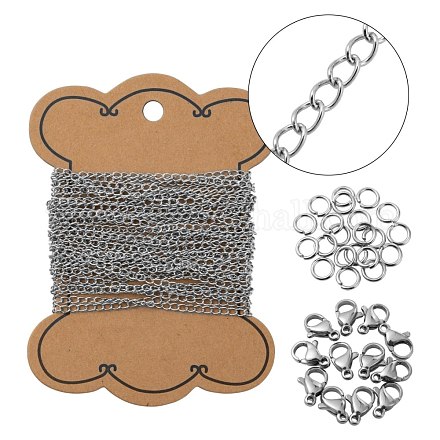DIY 304 kits de fabricación de collares de acera de acero inoxidable DIY-LS0002-89P-1