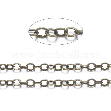 Brass Flat Oval Cable Chains X-CHC025Y-AB-1