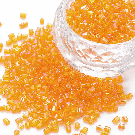 ガラス竹ビーズ  透明色の虹  オレンジ  2.5~3x2mm  穴：0.9mm  約15000個/ポンド SEED-S032-10A-169-1