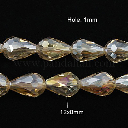 Electroplate Glass Beads Strands EGLA-D015-12x8mm-24-1