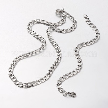 304 нержавеющей стали Снаряженная цепи ожерелья и браслеты наборы SJEW-L379-09P-1