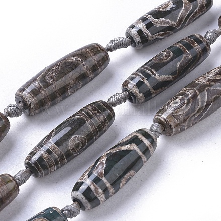 Brins de perles dzi à 3 œil de style tibétain TDZI-G012-35E-1