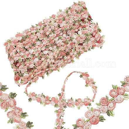 GORGECRAFT 5 Yards Flower Trim Ribbon Cherry Color Flower DIY Lace Applique Sewing Craft Lace Edge Trim for Wedding Dresses Embellishment DIY Party Decor Clothes OCOR-GF0001-17A-1
