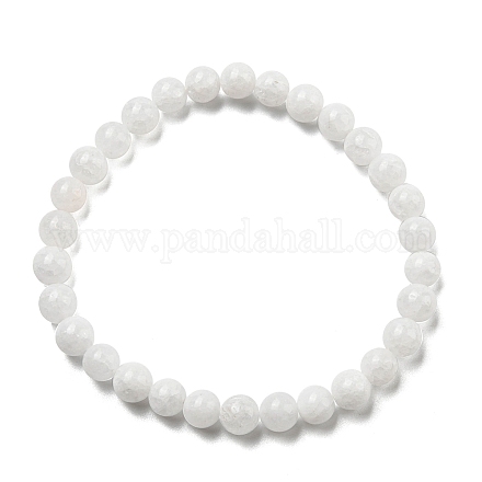Natürliche weiße Jade Perlen Stretch-Armbänder BJEW-F202-06-01-1