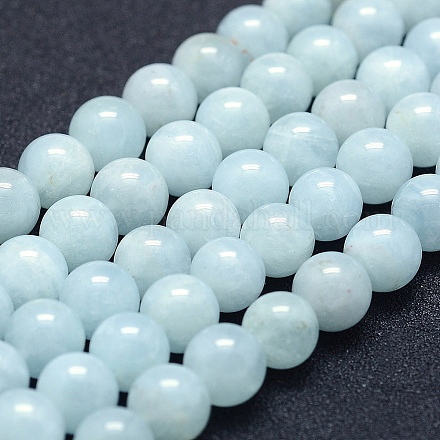 Chapelets de perles en aigue-marine naturelle G-P342-10B-8mm-AB+-1