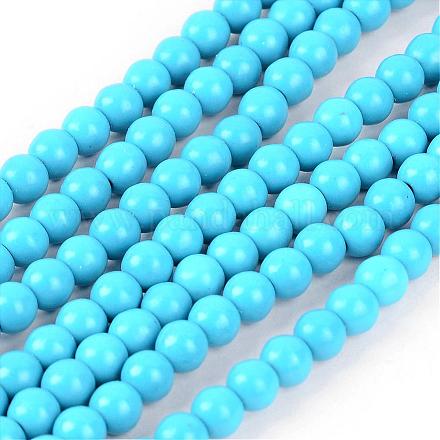 Chapelets de perles en turquoise synthétique TURQ-G106-6mm-02F-1