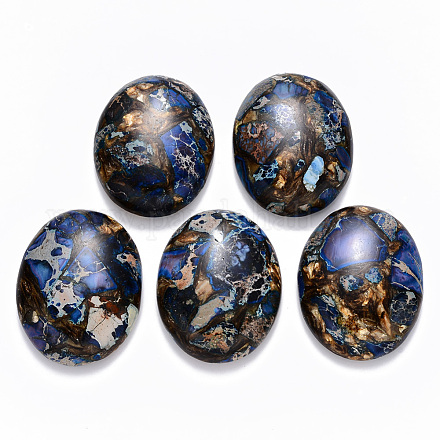 Assembled Synthetic Imperial Jasper and Bronzite  Cabochons G-R457-01B-1