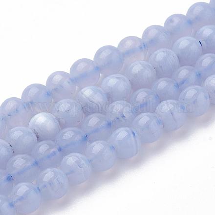 Calcédoine bleue naturelle chapelets de perles G-R193-02-4mm-1