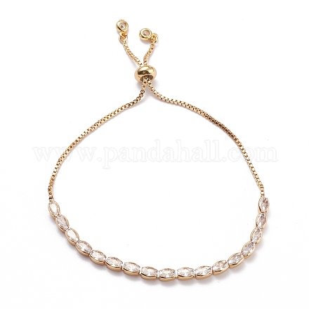 Cubic Zirconia Oval Tennis Bracelet for Men Women Gift BJEW-F417-05G-RS-1