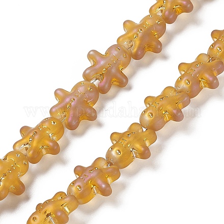 Perles de verre galvanoplastiques plaquées arc-en-ciel GLAA-P005-FR06-1